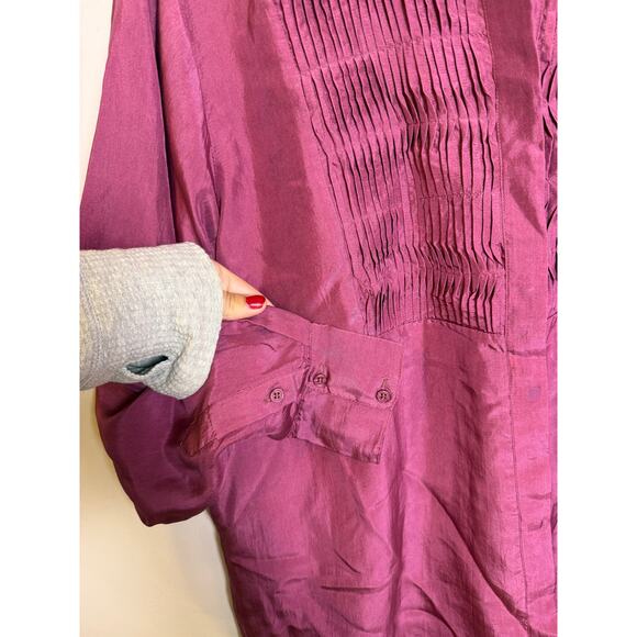 NWOT Millie Keaton Top in Plum Washed Silk Women’s Sz S - Picture 3 of 8